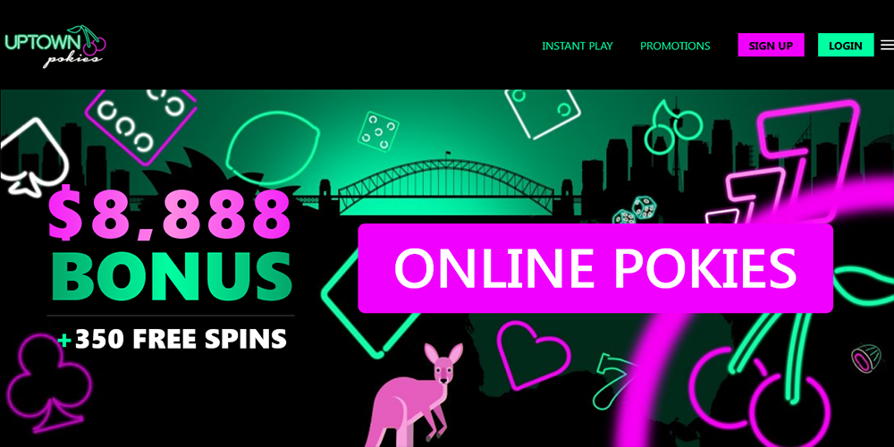 Uptown Pokies casino homepage image with personal Design