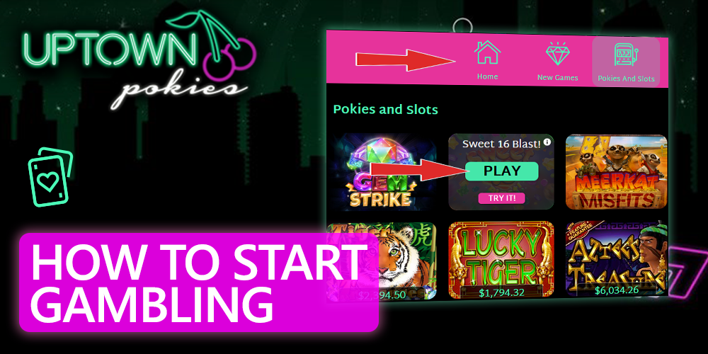 Instructions on how to start playing Uptown Pokies casinos for real money