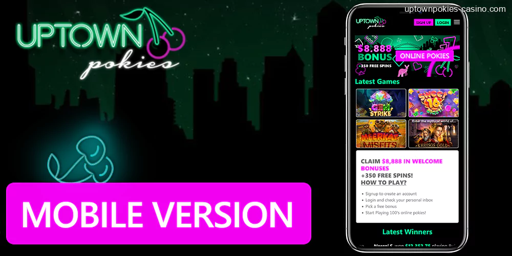 Uptown Pokies Casino site for mobile phone on Android and IOS