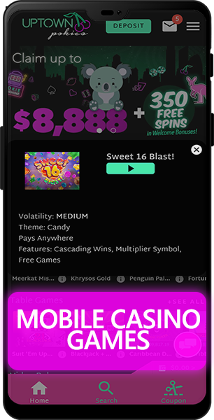Play Uptown Pokies casino games on your mobile phone, sweet 16 slot
