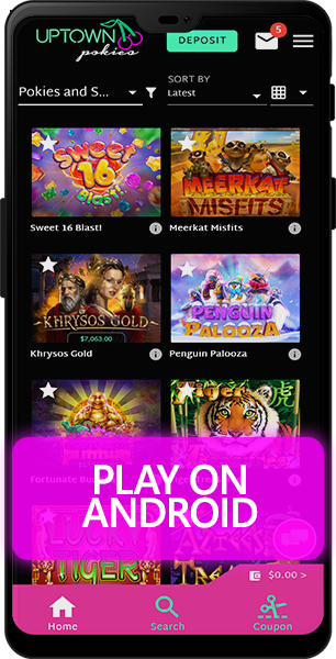 How to play Uptown Pokies casino games via Android